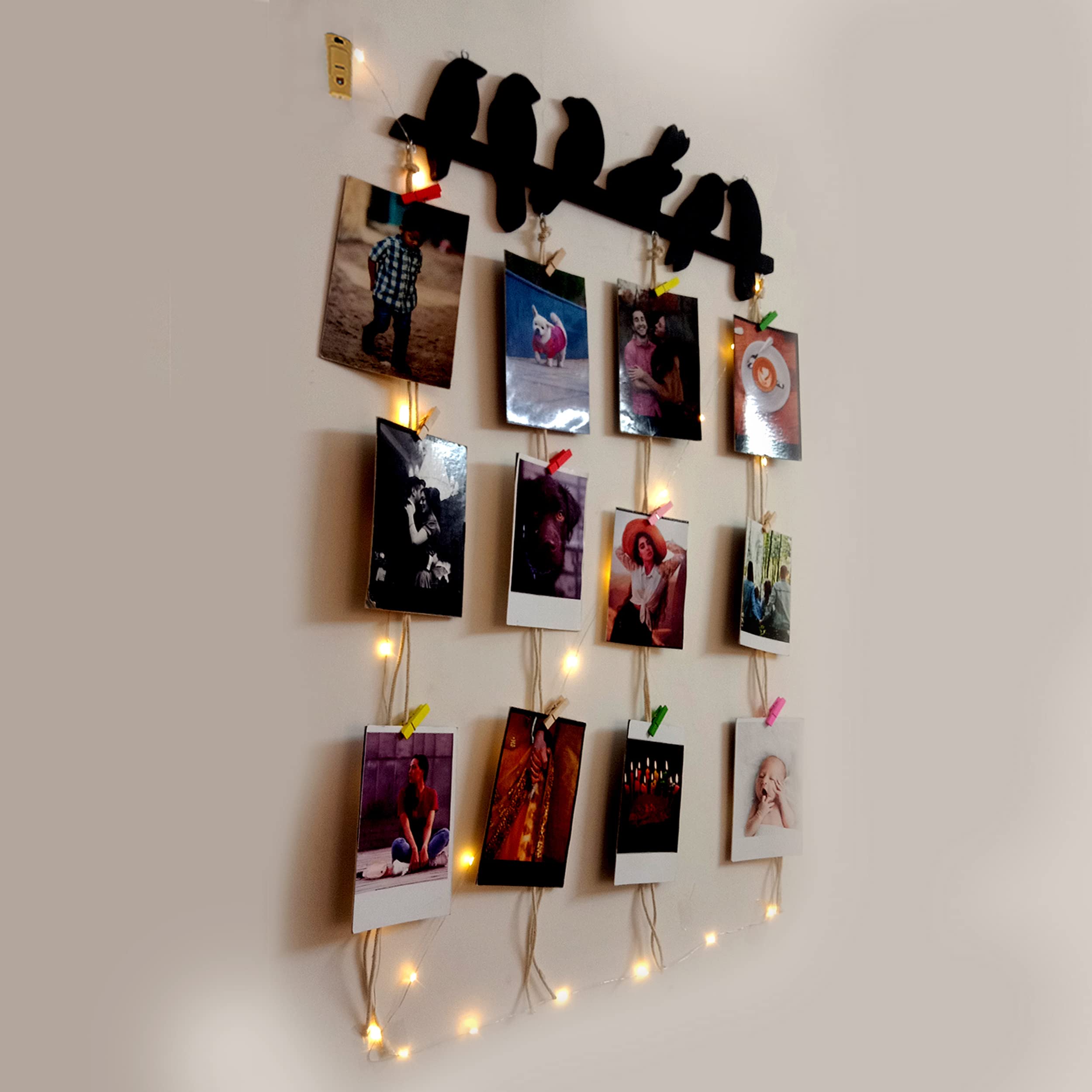 Vah Wooden Photo Frame With Led Light - Photo Wall Hanging, Memories Wall Hanging, Hanging Photo Frames For Wall Decoration, Mom
